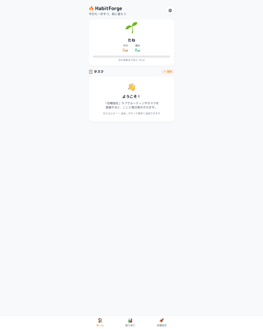 HabitForgeの画面