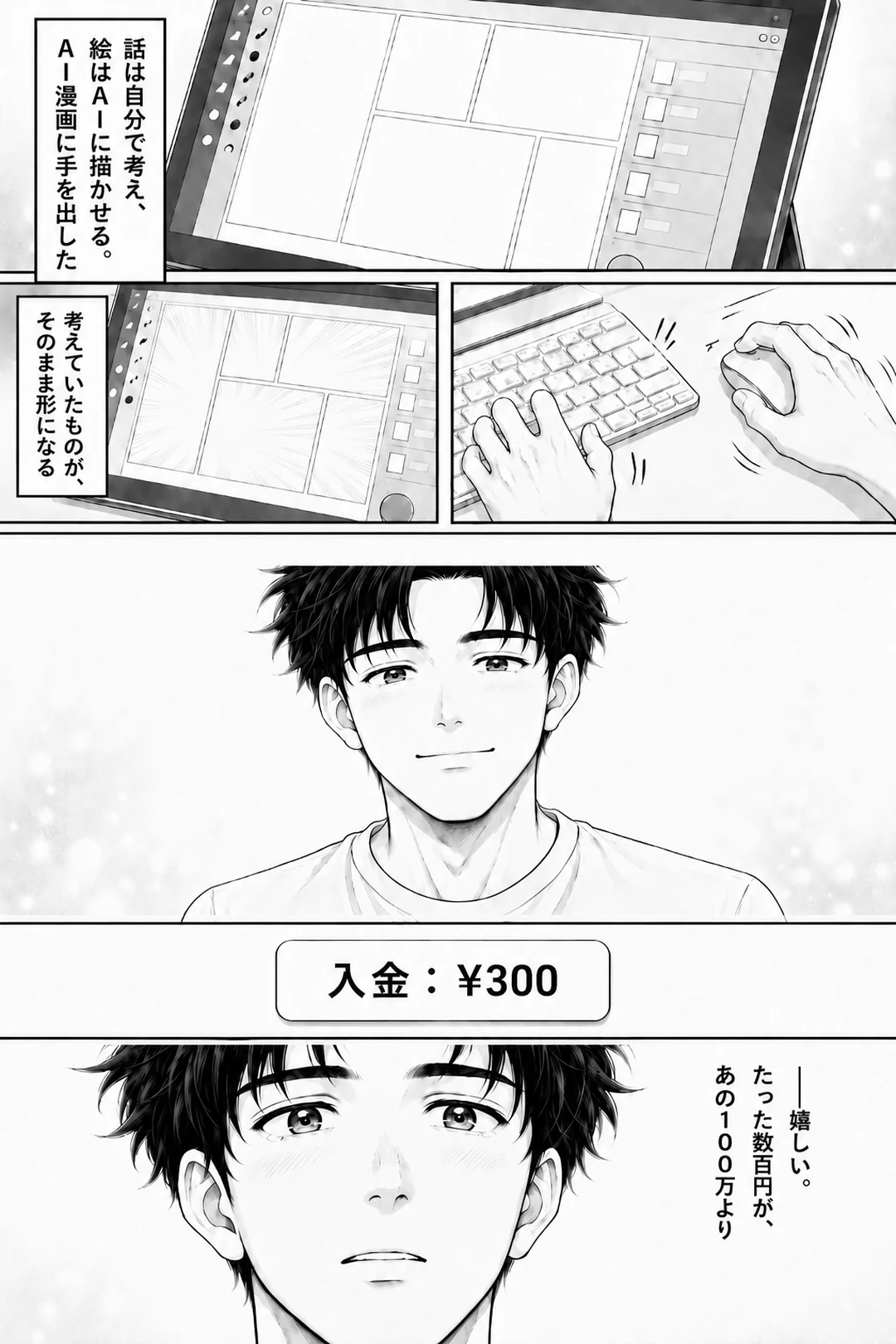 AI漫画に手を出した。考えていたものが、そのまま形になる。初めての印税が入る。